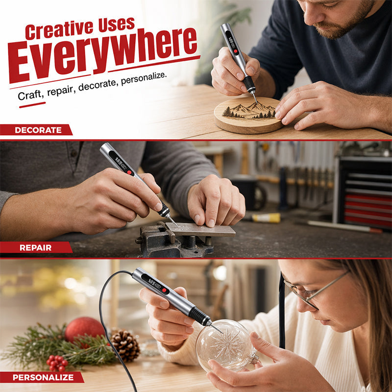 🖊️ Sladdlös gravyrpenna | 3 hastigheter & Type-C