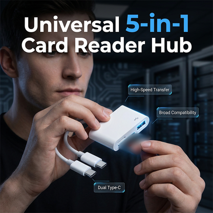 🔥 50% RABATT NU! 📱 5-i-1 Multi-Port Memory Card Reader – dubbelkontakt, plug and play & stöd upp till 1TB – perfekt för filöverföring mellan enheter ✨