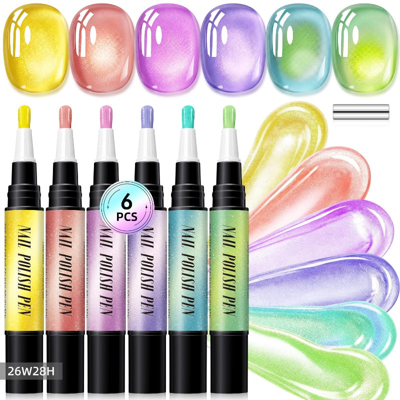 🎅SISTA DAGEN – POPULÄR REA – 50 % RABATT🌟😍Set med glittriga cat eye-nagellackspennor