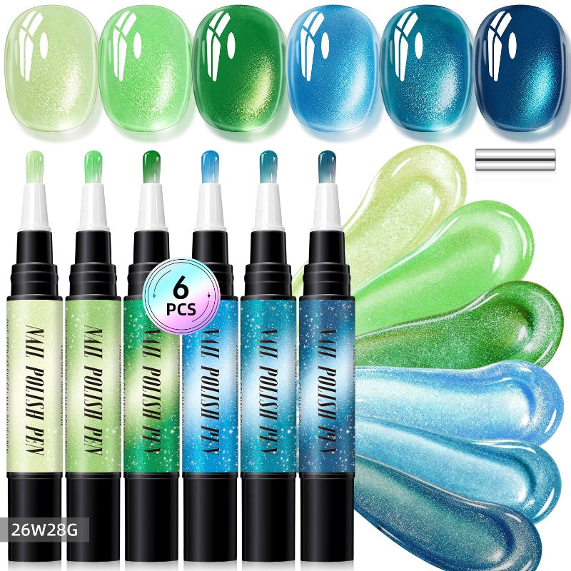 🎅SISTA DAGEN – POPULÄR REA – 50 % RABATT🌟😍Set med glittriga cat eye-nagellackspennor