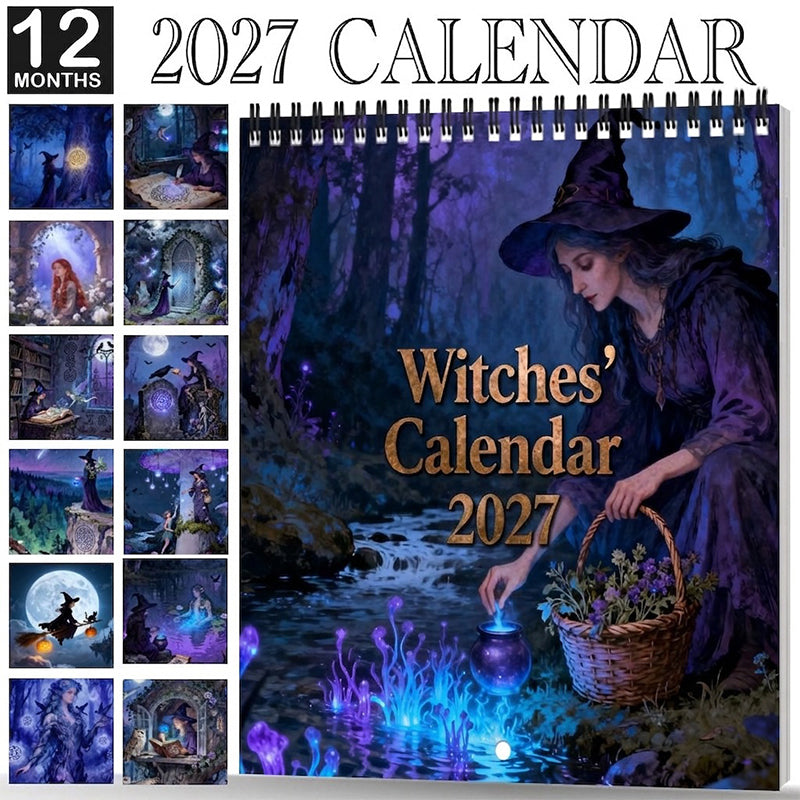 🔮 Mystisk häxkalender 2027 | Gotisk väggkonst