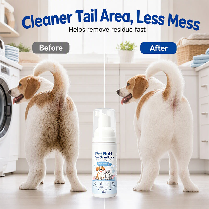 No-Rinse Pet Butt Dry Clean Foam för hundar och katter