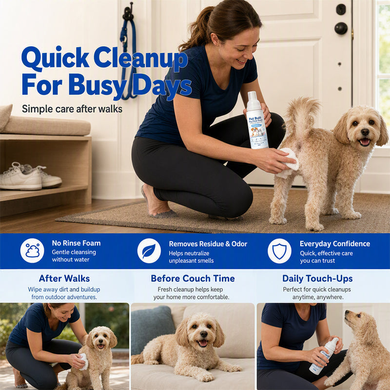No-Rinse Pet Butt Dry Clean Foam för hundar och katter