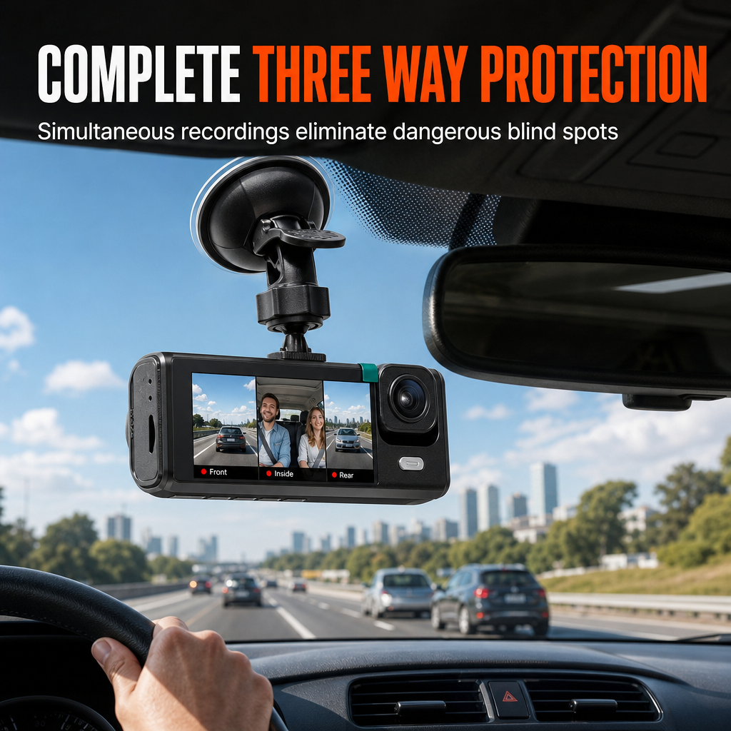3-kanals 1080p HD-dashcam för bil