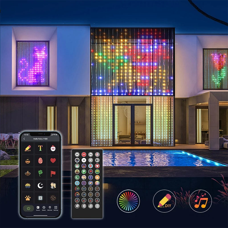 Vattentät smart LED-ljusridå med appstyrning och musiksynkronisering
