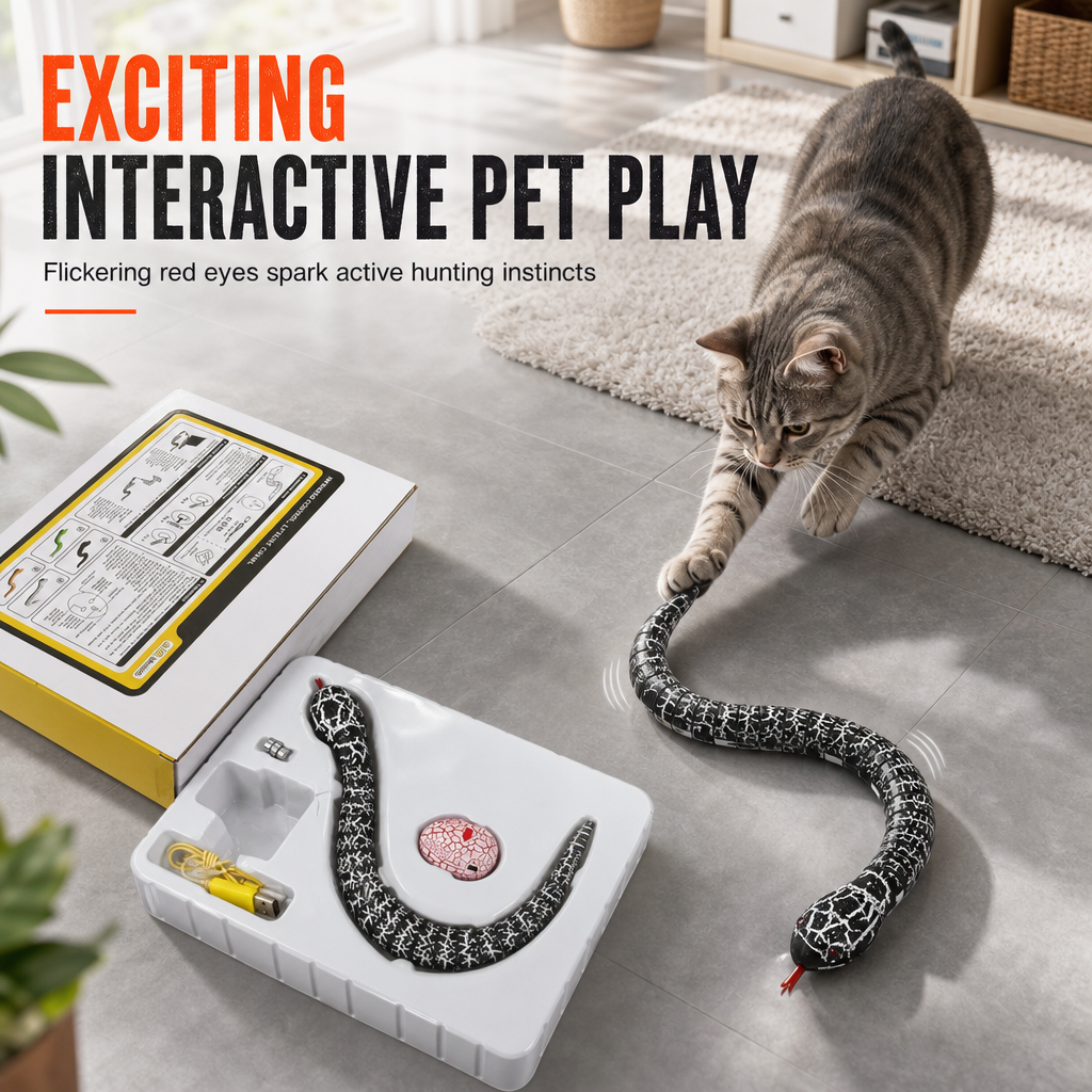Smart Sensing Electric Snake Toy with Obstacle Avoidance Banded Krait Interactive Prank Toy for Kids