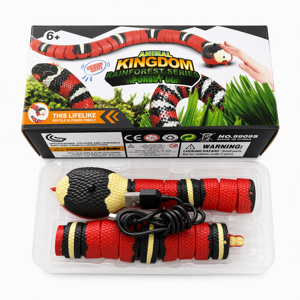 Smart Sensing Electric Snake Toy with Obstacle Avoidance Banded Krait Interactive Prank Toy for Kids