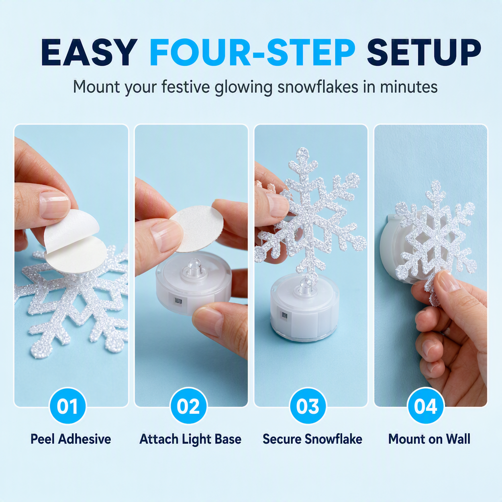 ❄Väggklistermärken med självlysande snöflingor som nattlampa💡