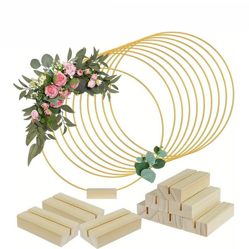 ⏳Tidsbegränsat 50 % rabatt⏰Guldfärgad blomring i metall med träbas🌸✨