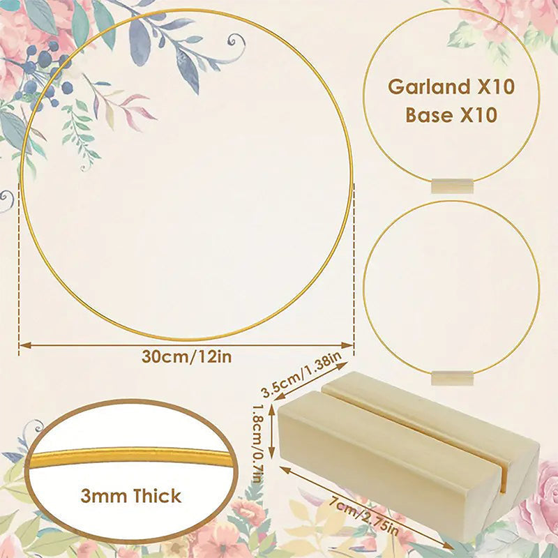 ⏳Tidsbegränsat 50 % rabatt⏰Guldfärgad blomring i metall med träbas🌸✨