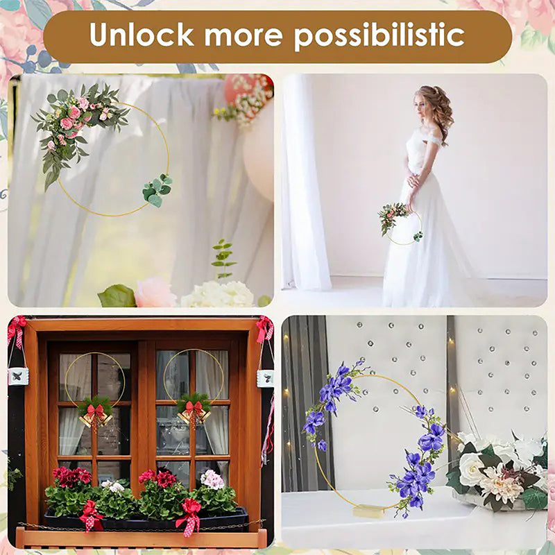 ⏳Tidsbegränsat 50 % rabatt⏰Guldfärgad blomring i metall med träbas🌸✨