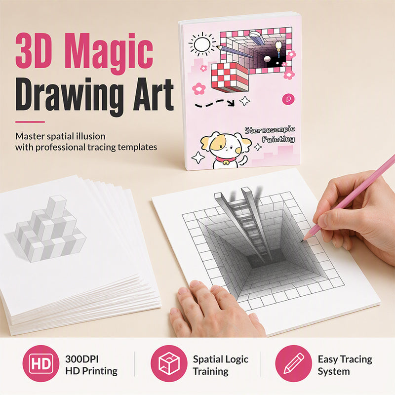 🎨 50% RABATT NU! 3D-stereoskopisk ritbok för barn – med färgläggning och pappersklippning – lås upp kreativ potential och rumsligt tänkande ✨