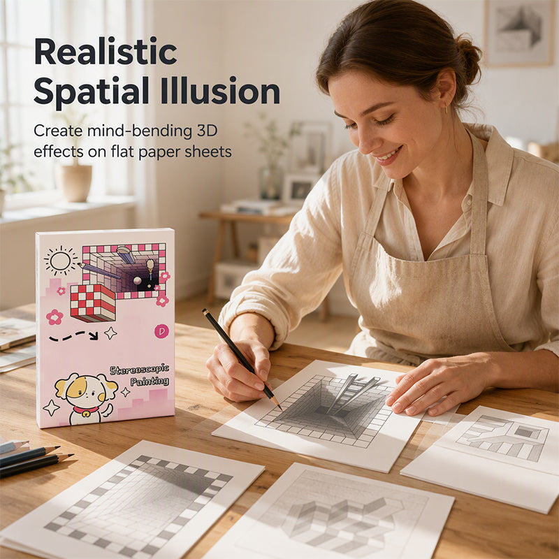 🎨 50% RABATT NU! 3D-stereoskopisk ritbok för barn – med färgläggning och pappersklippning – lås upp kreativ potential och rumsligt tänkande ✨