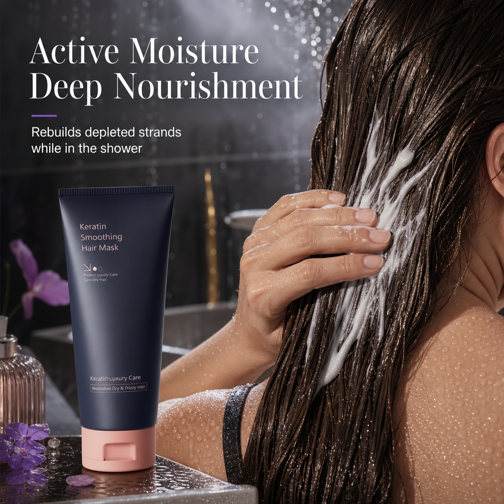 Keratin-utjämnande hårmask 320 ml – närande och reparerande behandling för torrt, frissigt och skadat hår