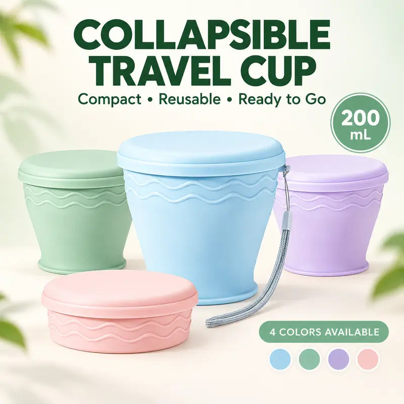🔥50% RABATT NU! 🥤Hopfällbar silikonmugg – lätt att ta med & tålig ✨