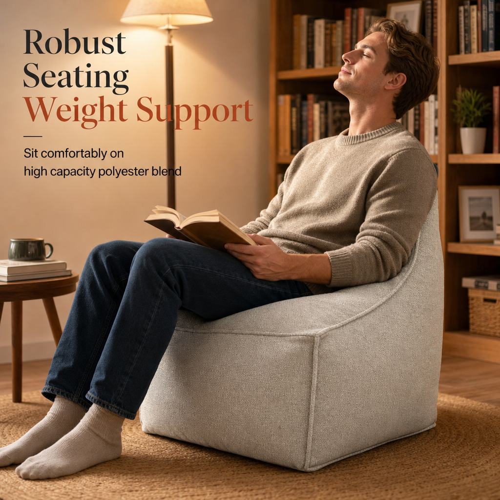 🧺 Förvaringspufföverdrag: Fyll med kläder, stöd upp till 100 kg, bred dragkedja, tvättbart, 45×45×23 cm