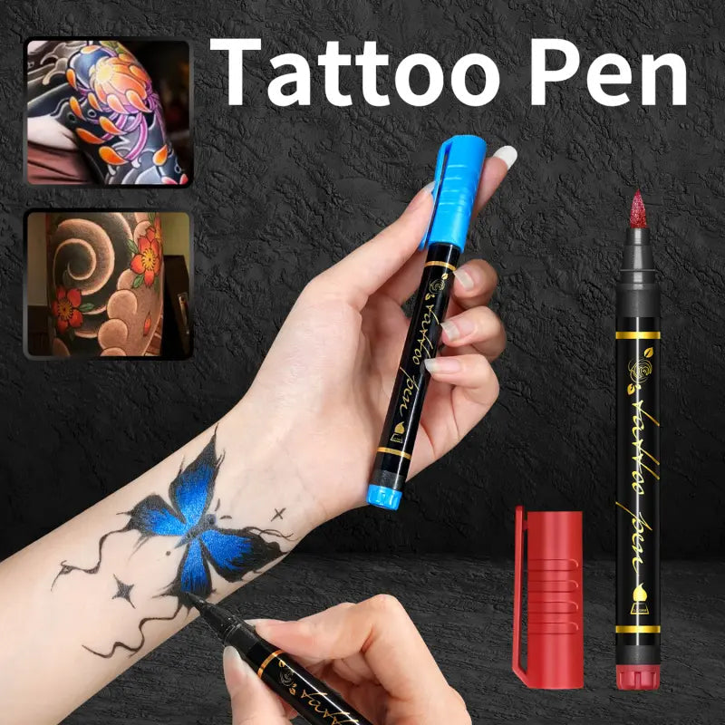 ⏳ Tidsbegränsat erbjudande ⏰🎨 Set med 10 pennor för tillfälliga tatueringar – pennor för kreativ kroppskonst ✨