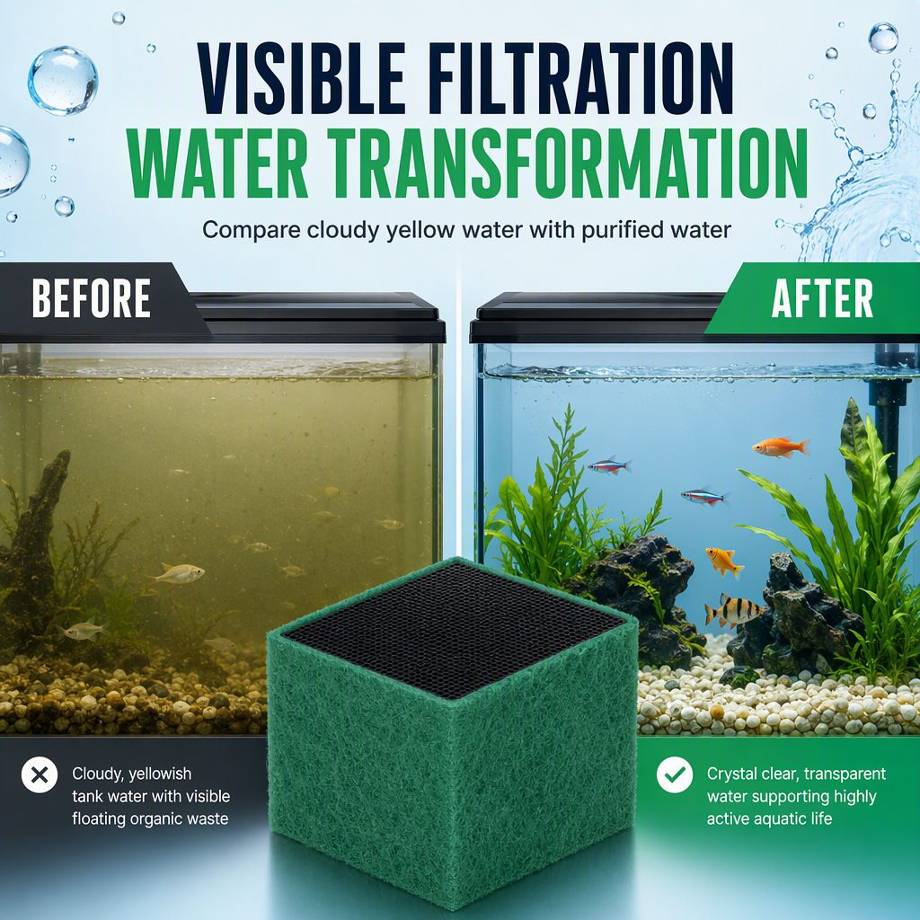 🥳2026 HET REA🥳💞50 000+ SÅLDA! 🐠💧 50% RABATT! Filterkub med aktivt kol – bikakefiltrering gör grumligt vatten klarare och tar bort lukt. Smulfri blockkonstruktion för ett kristallklart akvarium! 🛡️✅