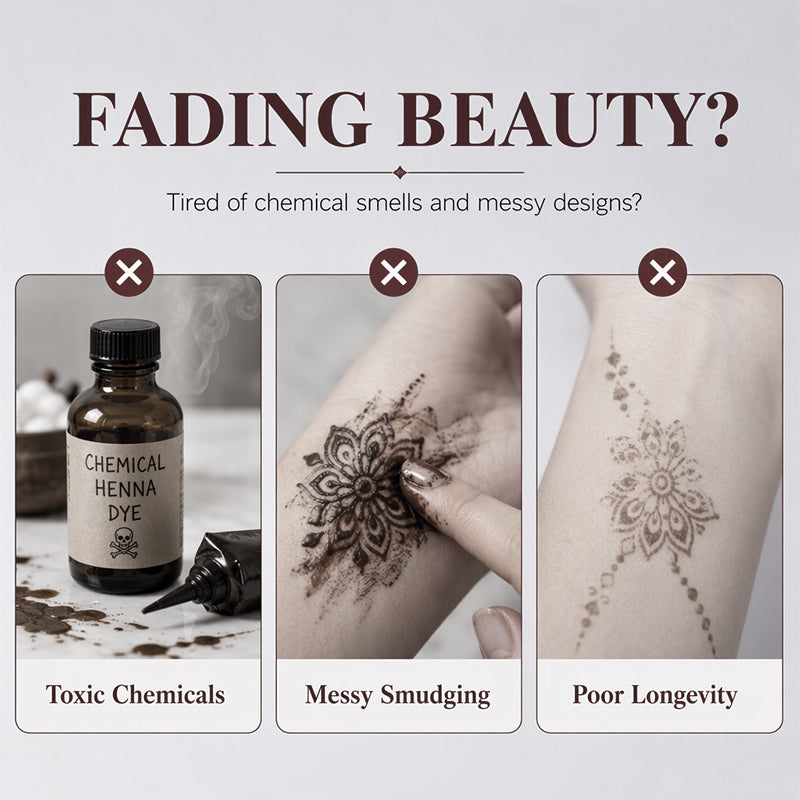 Henna-kit för tillfälliga tatueringar med schabloner