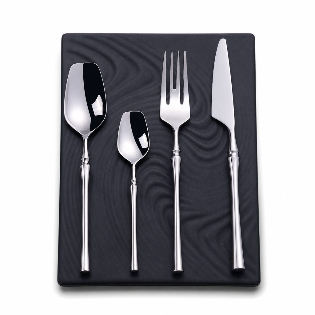 Bestickset i 304 rostfritt stål med smal design – elegant set med knivar, gafflar och skedar för hemmet
