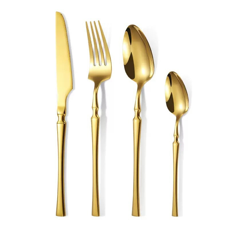 Bestickset i 304 rostfritt stål med smal design – elegant set med knivar, gafflar och skedar för hemmet