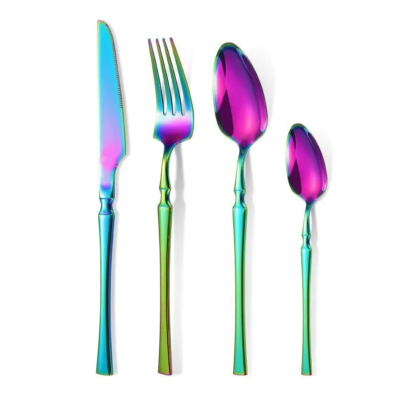 Bestickset i 304 rostfritt stål med smal design – elegant set med knivar, gafflar och skedar för hemmet