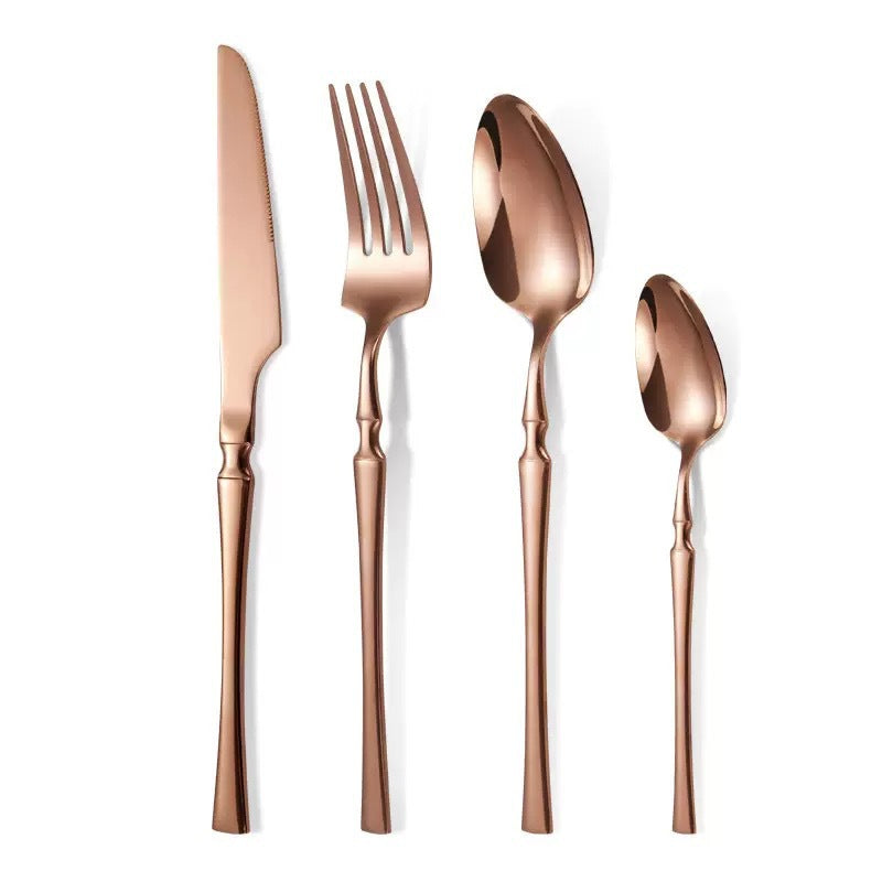 Bestickset i 304 rostfritt stål med smal design – elegant set med knivar, gafflar och skedar för hemmet