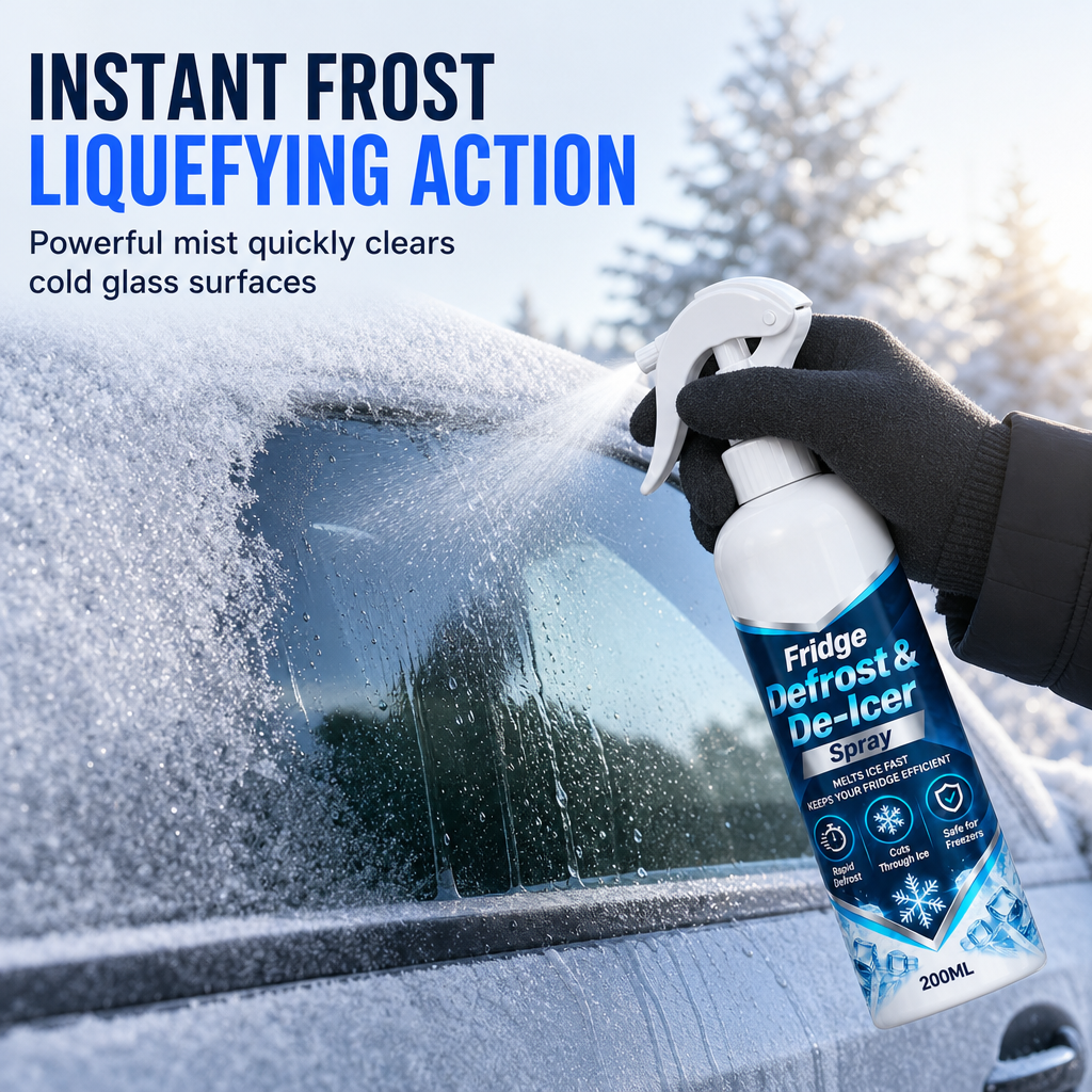 ❄️【Multifunktionell snabbavfrostningsspray】—— Ett sprut, 💨så smälter isen av sig själv – du slipper skrapa isen ur kylskåpet och skrapa isen från bilrutorna! ✨