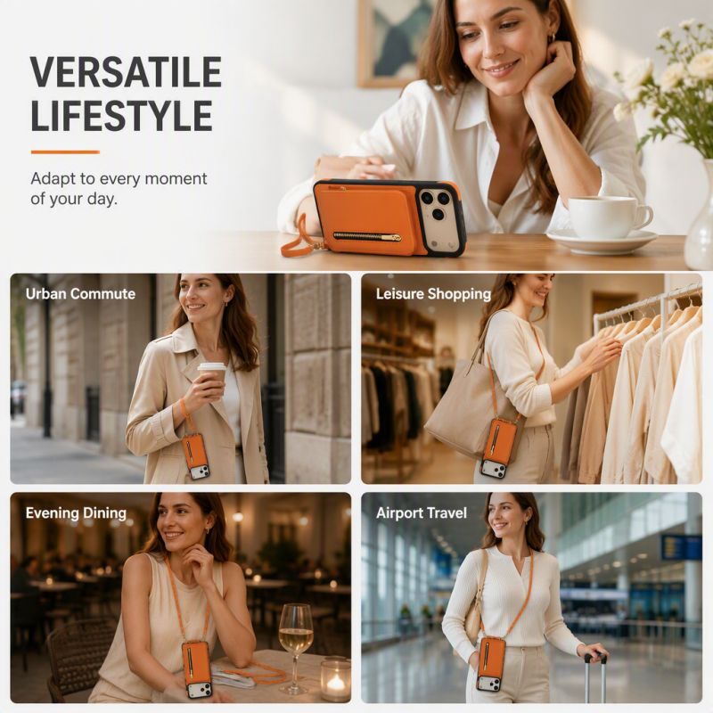 Vikbart crossbody-plånboksfodral för mobiltelefon