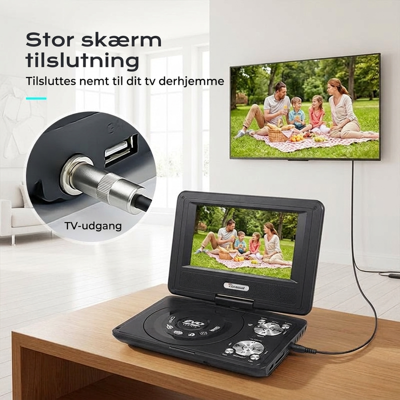 📀 Bærbar DVD/EVD-afspiller – drejelig LCD-skærm & indbyggede spil