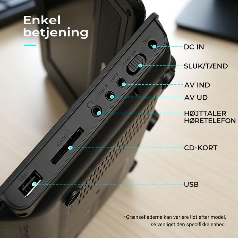 📀 Bærbar DVD/EVD-afspiller – drejelig LCD-skærm & indbyggede spil