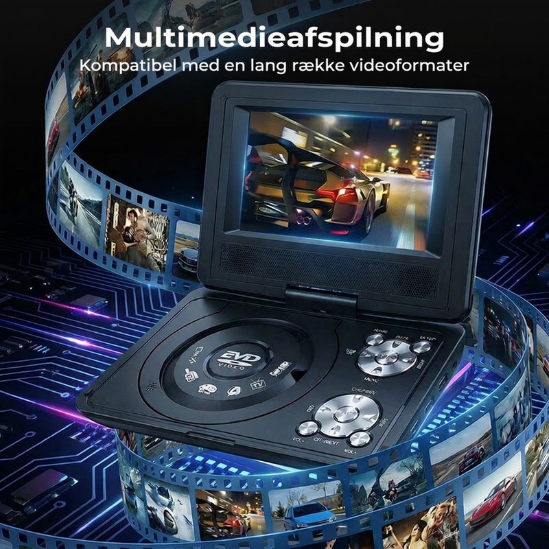 📀 Bærbar DVD/EVD-afspiller – drejelig LCD-skærm & indbyggede spil
