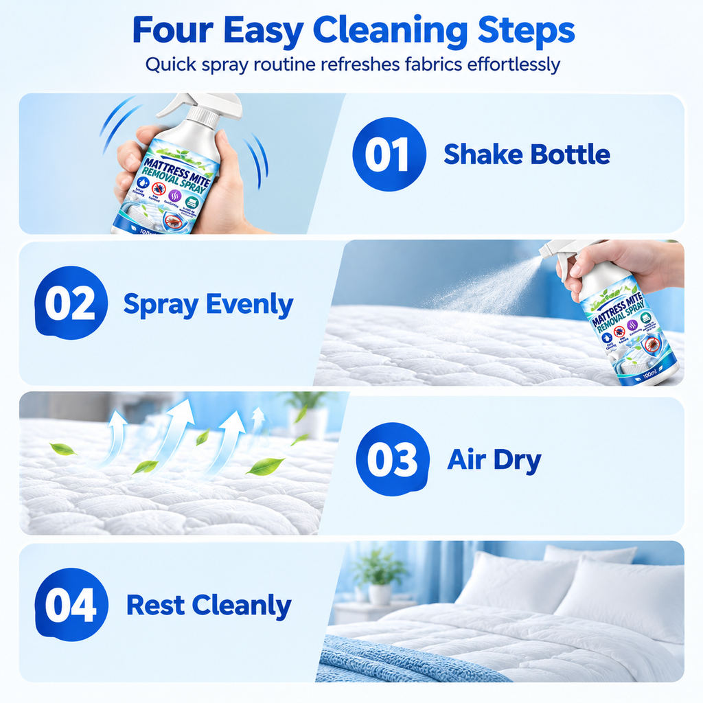 🛏️ KÖP 2 – FÅ 1 GRATIS! Motverka kvalster i madrasser och sängkläder – effektiv kvalsterspray för en fräschare sovmiljö