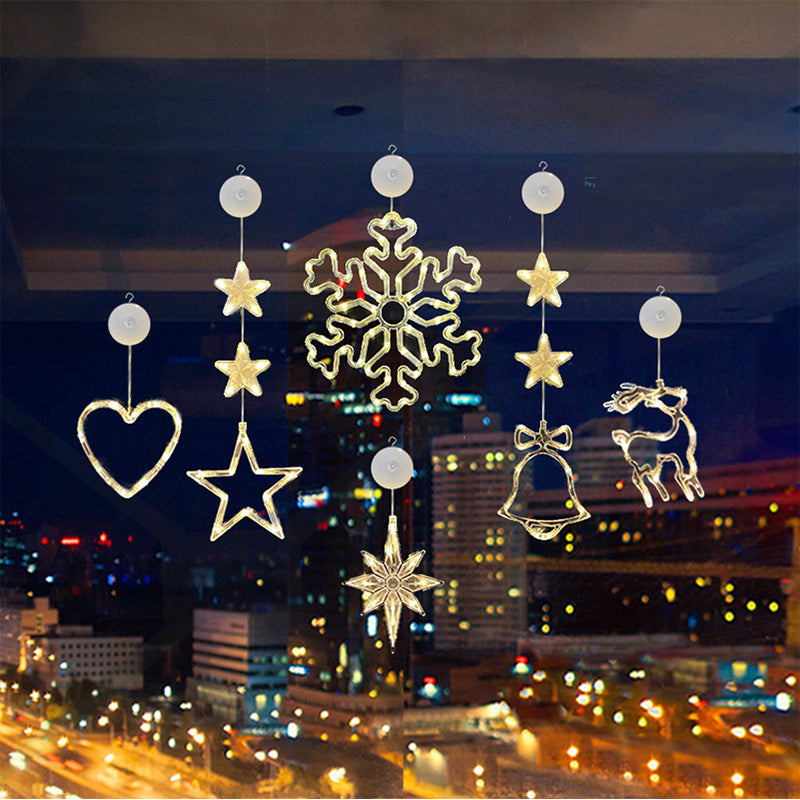 ⏳SISTA REA-DAGEN🎄❄️ DIY LED-sugkoppslampor med julsnöflingor ✨ | Batteridrivna, varmt och flerfärgat ljus, sugkoppslampor för fönster, juldekoration för hem och fest