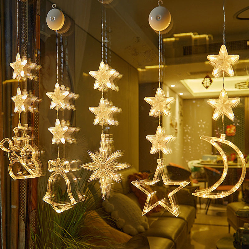 ⏳SISTA REA-DAGEN🎄❄️ DIY LED-sugkoppslampor med julsnöflingor ✨ | Batteridrivna, varmt och flerfärgat ljus, sugkoppslampor för fönster, juldekoration för hem och fest