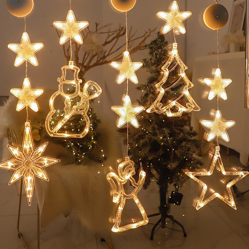 ⏳SISTA REA-DAGEN🎄❄️ DIY LED-sugkoppslampor med julsnöflingor ✨ | Batteridrivna, varmt och flerfärgat ljus, sugkoppslampor för fönster, juldekoration för hem och fest