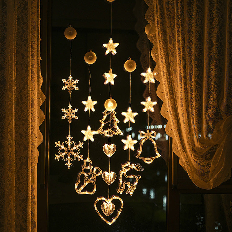 ⏳SISTA REA-DAGEN🎄❄️ DIY LED-sugkoppslampor med julsnöflingor ✨ | Batteridrivna, varmt och flerfärgat ljus, sugkoppslampor för fönster, juldekoration för hem och fest