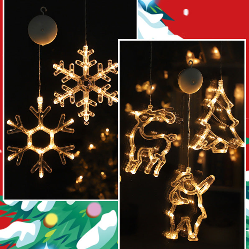 ⏳SISTA REA-DAGEN🎄❄️ DIY LED-sugkoppslampor med julsnöflingor ✨ | Batteridrivna, varmt och flerfärgat ljus, sugkoppslampor för fönster, juldekoration för hem och fest