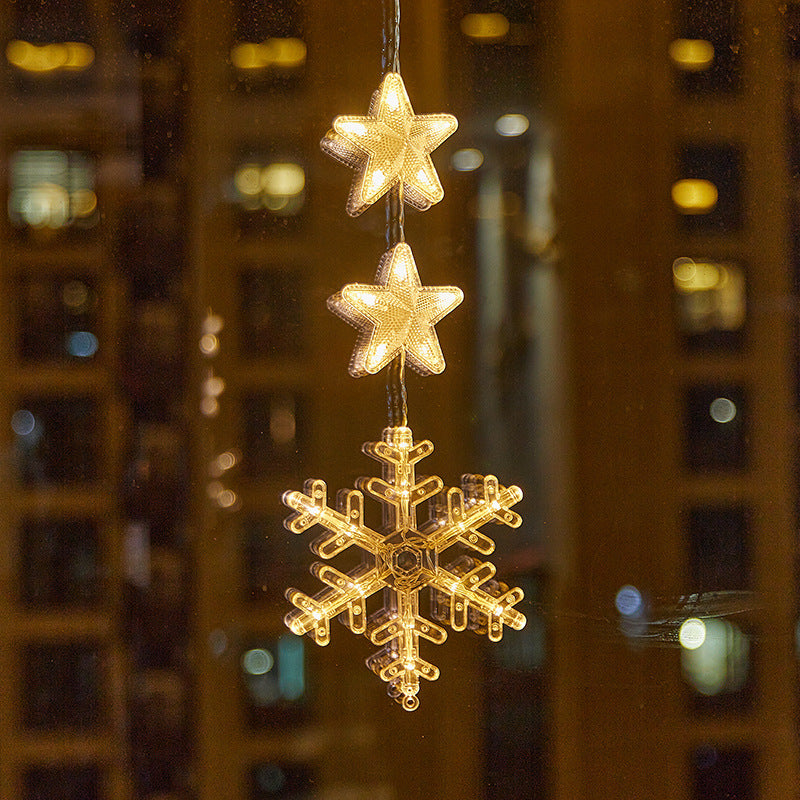 ⏳SISTA REA-DAGEN🎄❄️ DIY LED-sugkoppslampor med julsnöflingor ✨ | Batteridrivna, varmt och flerfärgat ljus, sugkoppslampor för fönster, juldekoration för hem och fest