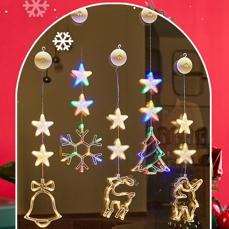 ⏳SISTA REA-DAGEN🎄❄️ DIY LED-sugkoppslampor med julsnöflingor ✨ | Batteridrivna, varmt och flerfärgat ljus, sugkoppslampor för fönster, juldekoration för hem och fest