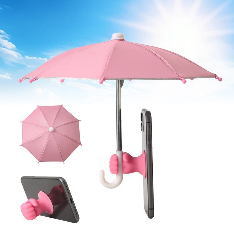 ☂️📱Justerbart mobilställ med solskydd – Universell sugkoppshållare i grisdesign