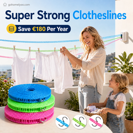 💥 KÖP 1 FÅ 1 GRATIS 🔗 Vindtät halkfri tvättlina 👕 Slipp tvättkaos i blåst 🌬️