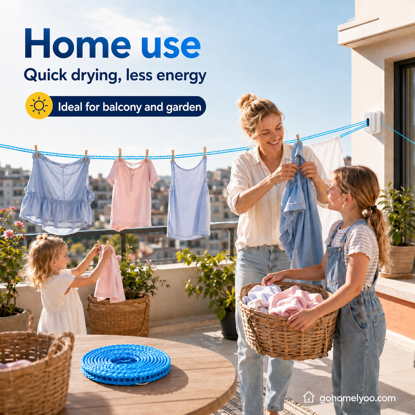 💥 KÖP 1 FÅ 1 GRATIS 🔗 Vindtät halkfri tvättlina 👕 Slipp tvättkaos i blåst 🌬️