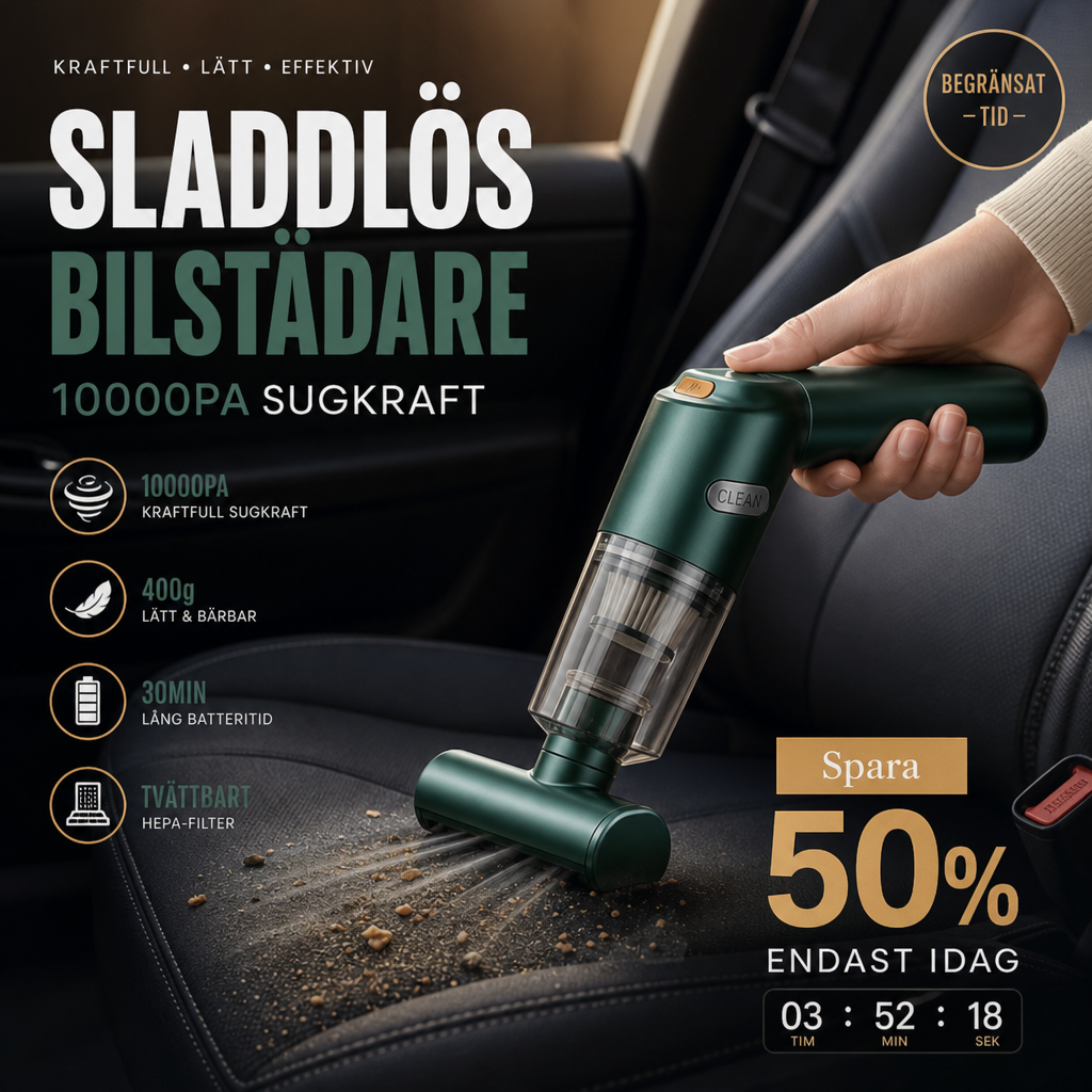 🚗 50 % RABATT NU! 🔋 Kraftfull sladdlös bildammsugare – kompakt och lätt med 10 000 Pa sugkraft 🧹