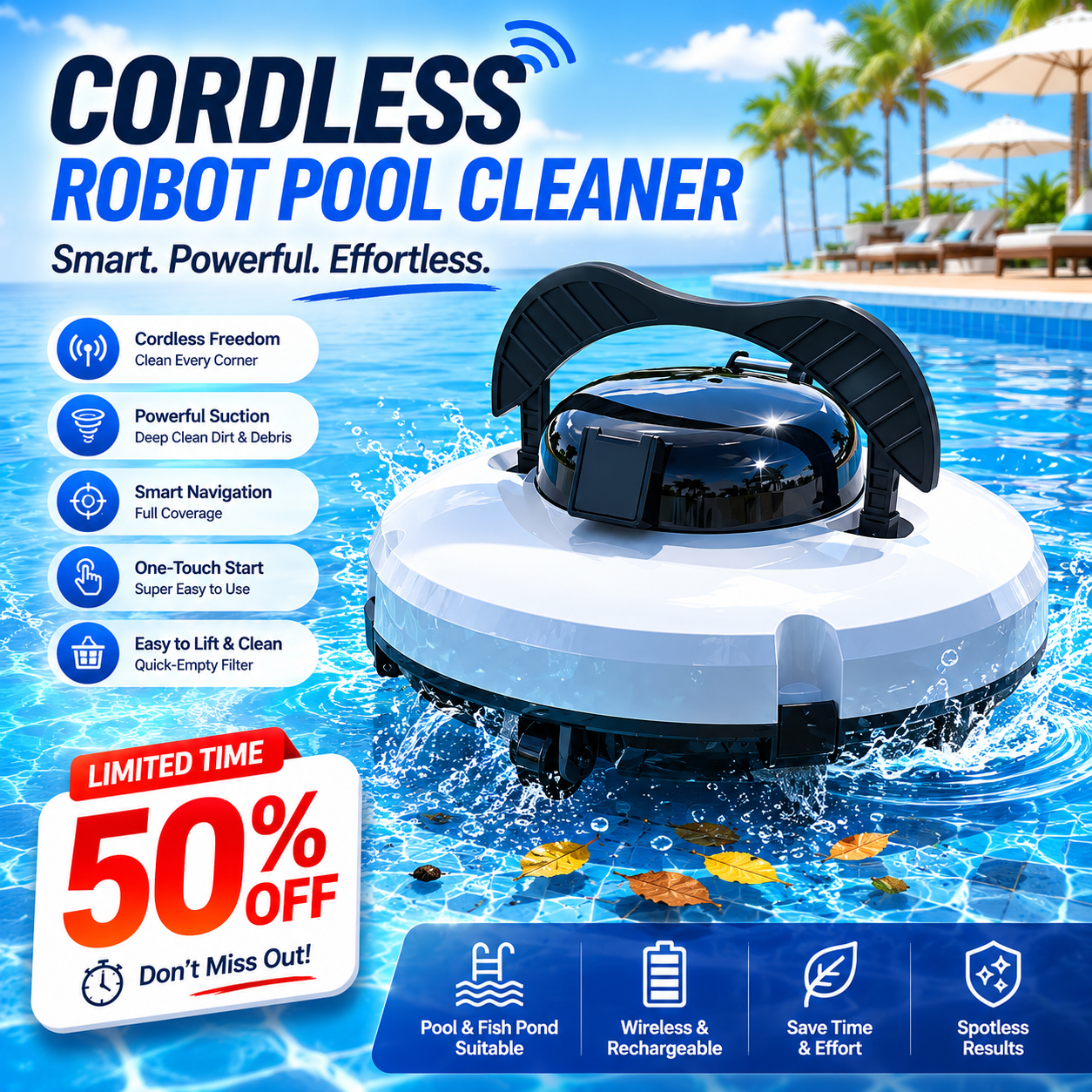 Sladdlös robotisk poolrengörare