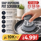🛒🧽 50 % RABATT NU! ✨ Rengöringsborste med Inbyggd Tvål – Enkel Diskning av Grytor & Pannor Utan Onödigt Kladd